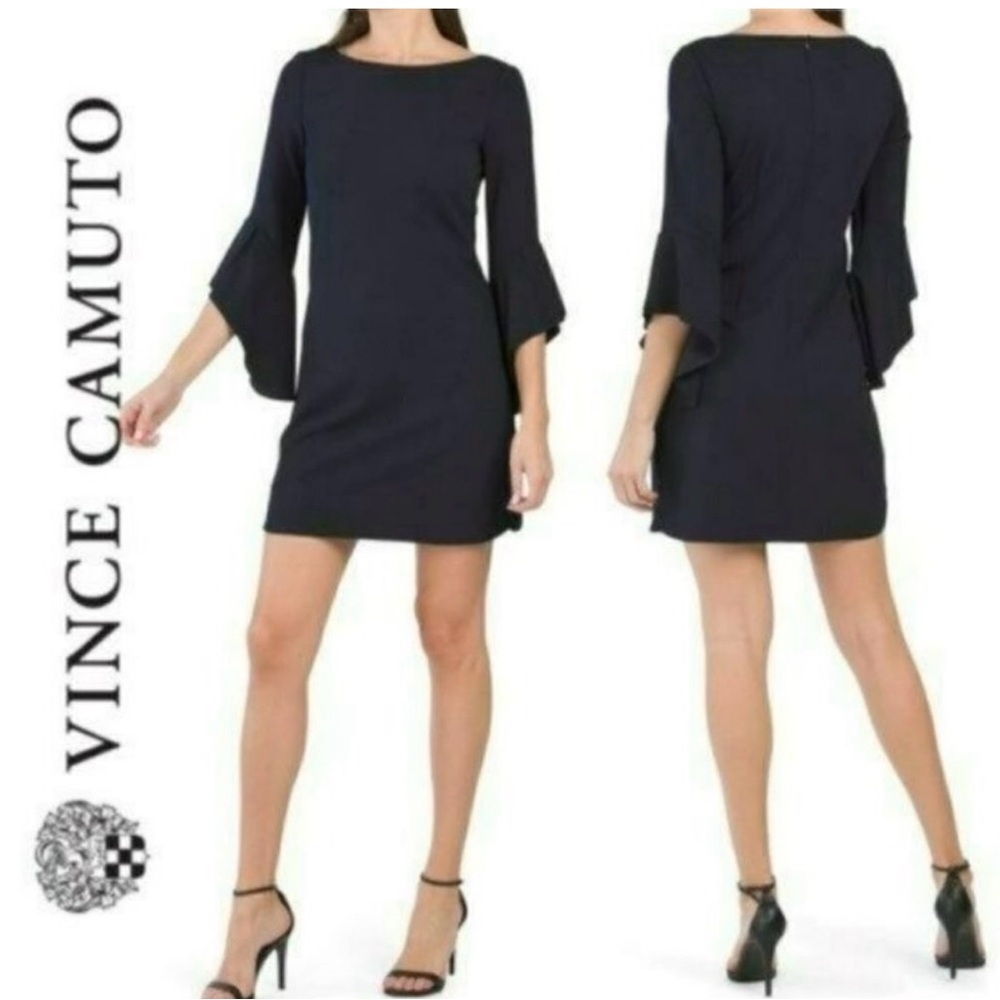 Vince Camuto Black Bell Sleeve Shift Dress